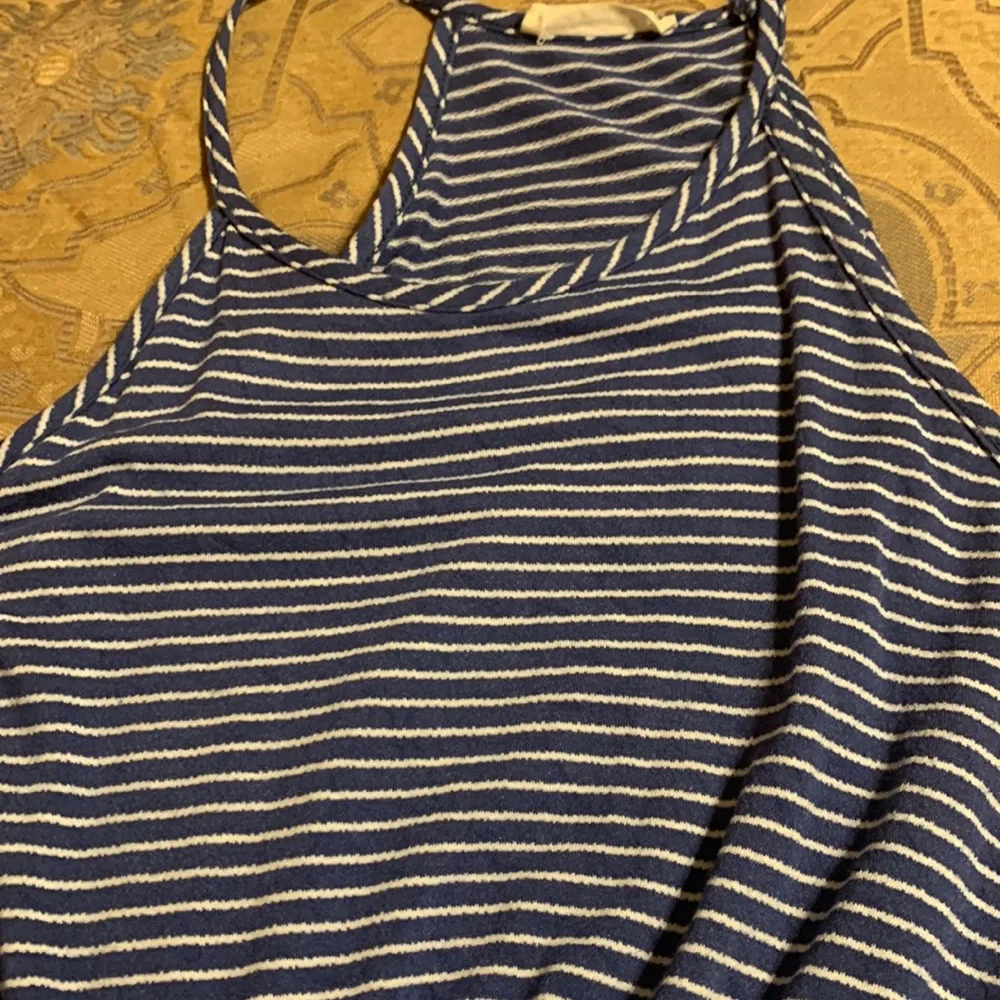 Olivia Rae denim blue and white t-strap dress. - Picture 3 of 4